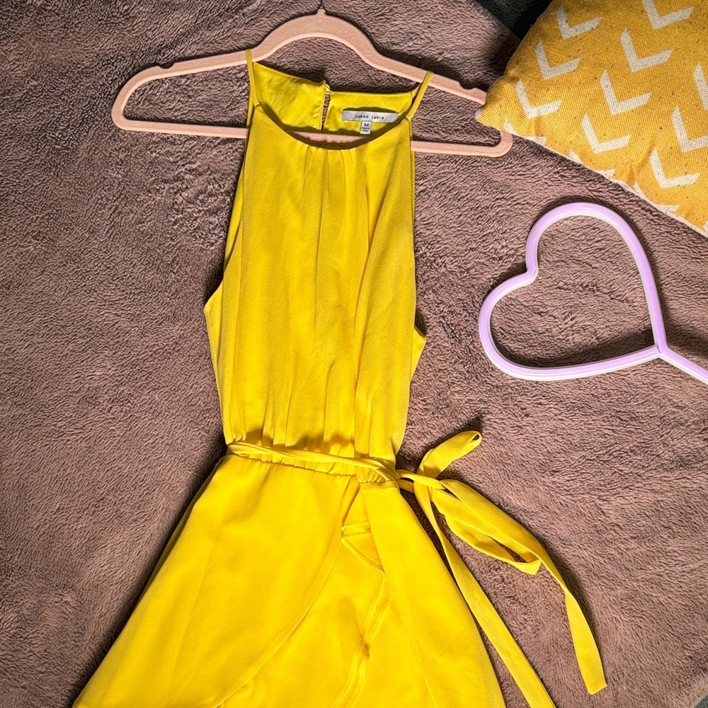 Yellow High Neck Sleeveless Dress